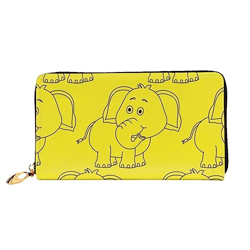 BONDIJ Damen Geldbörsen - PU-Leder Langer Reißverschluss Kartenetui - Weißer Elefant Mehrere Kartenfächer Clutch für Frauen, Schwarz, Einheitsgröße, Schwarz , Einheitsgröße von BONDIJ