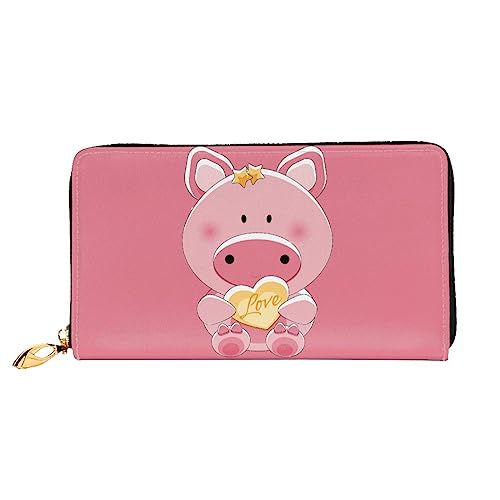 BONDIJ Damen-Geldbörsen – PU-Leder langer Reißverschluss Kartenetui – schönes Schwein mehrere Kartenfächer Clutch für Frauen, Schwarz, Einheitsgröße, Schwarz , Einheitsgröße von BONDIJ