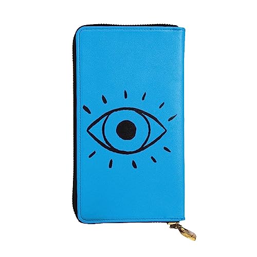 BONDIJ Evil eye Frauen Brieftaschen PU Leder Lange Reißverschluss Kartenetui Mehrere Kartenfächer Clutch, Schwarz, Einheitsgröße, Schwarz , Einheitsgröße von BONDIJ