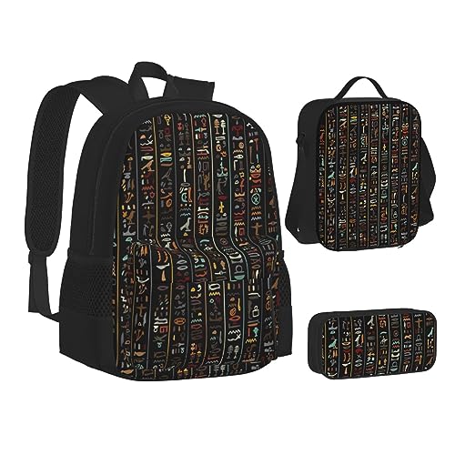 BONDIJ Exotic Tribe Batik-Stil Rucksäcke für die Schule mit Lunchbox, Federmäppchen, wasserabweisende Tasche für Jungen Mädchen Lehrer Geschenke, Exotisches Stamm-Thema, Einheitsgröße von BONDIJ