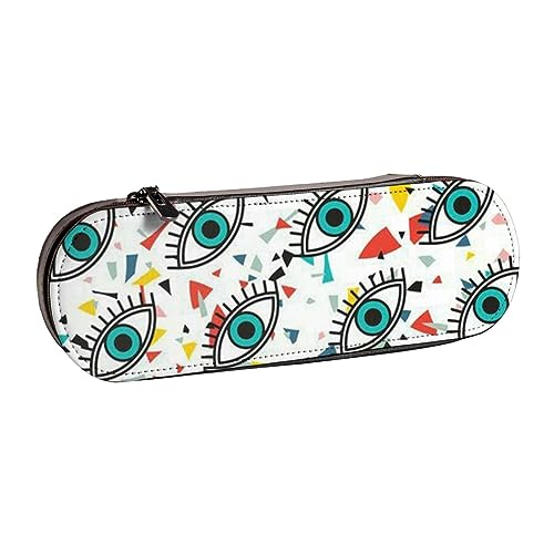 BONDIJ Exotic Tribe Theme Bedruckte Leder Bleistift Pouch, Große Kapazität Stift Taschen Niedlich Bleistift Fall Kosmetik Organizer Tasche mit Reißverschluss, Augen, Einheitsgröße, Münzbeutel von BONDIJ