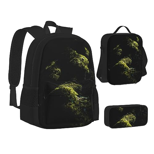 BONDIJ Fallen Leaves Rucksäcke für die Schule mit Lunchbox Federmappe, wasserabweisende Tasche für Jungen Mädchen Lehrer Geschenke, Gefallene Bäume, Einheitsgröße von BONDIJ