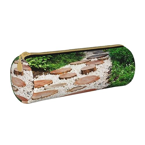 BONDIJ Federmäppchen aus Leder, Motiv: Baum für die Wintersaison, großes Fassungsvermögen, Federmäppchen mit Reißverschluss, für Büro, Gehwege aus Stein im Garten, Einheitsgröße von BONDIJ