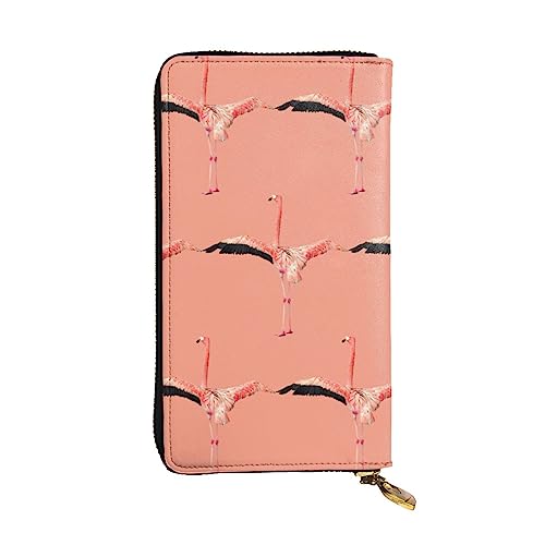 BONDIJ Flamingo Damen-Geldbörsen, PU-Leder, langer Reißverschluss, Kartenetui, mehrere Kartenfächer, Clutch, Schwarz, Einheitsgröße, Schwarz , Einheitsgröße von BONDIJ