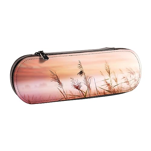 BONDIJ Foggy Landscape Printed Leather Pencil Pouch, Large Capacity Pen Bags Cute Pencil Case Cosmetic Organizer Bag with Zipper, Neblige Landschaft, Einheitsgröße, Münzbeutel von BONDIJ