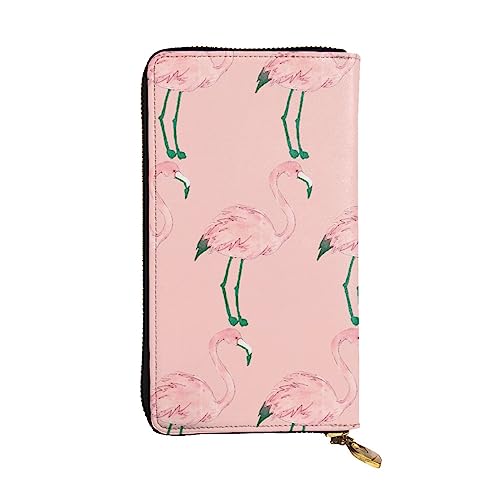 BONDIJ Hand Flamingo Vogel Frauen Geldbörsen PU Leder Lange Reißverschluss Kartenetui Mehrere Kartenfächer Clutch, Schwarz , Einheitsgröße von BONDIJ