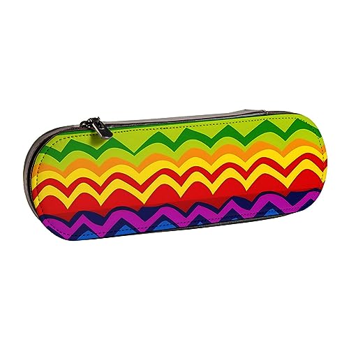 BONDIJ Hawaiianische Tapa Honu Schildkröte Bedruckte Leder Bleistift Tasche Große Kapazität Stifttaschen Niedlich Bleistift Fall Kosmetik Organizer Tasche mit Reißverschluss, Gay Pride Regenbogen, von BONDIJ