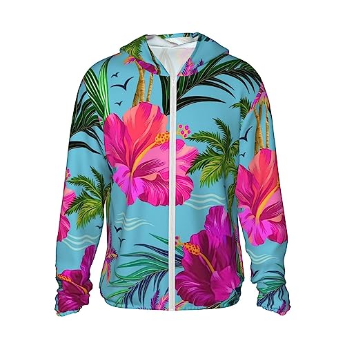 BONDIJ Hello Hawaii Unisex Sonnenschutz Hoodie Leicht Trocken Langarm LSF Wandershirt Outdoor, Schwarz , S von BONDIJ