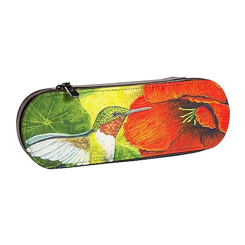 BONDIJ Hibiskus Gänseblümchen gedruckt Leder Bleistift Pouch, Große Kapazität Stift Taschen Niedlich Bleistift Fall Kosmetik Organizer Tasche mit Reißverschluss, Hibiskus Gänseblümchen Blumen, von BONDIJ