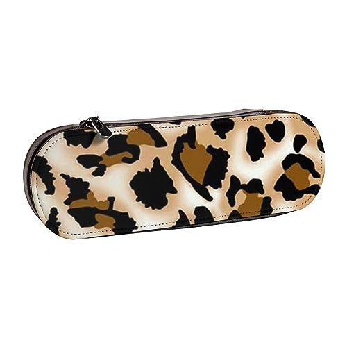 BONDIJ Hungry Sharks Bedrucktes Leder-Federmäppchen, großes Fassungsvermögen, niedliches Federmäppchen, Kosmetik-Organizer-Tasche mit Reißverschluss, leopard, Einheitsgröße, Münzbeutel von BONDIJ