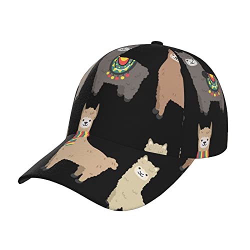 BONDIJ Lama und Alpaka Unisex Baseball Cap Verstellbare Atmungsaktive Gebogene Krempe Hip Hop Mützen Mode Papa Hut Schwarz, Einheitsgröße, Schwarz, EinheitsgröÃŸe von BONDIJ