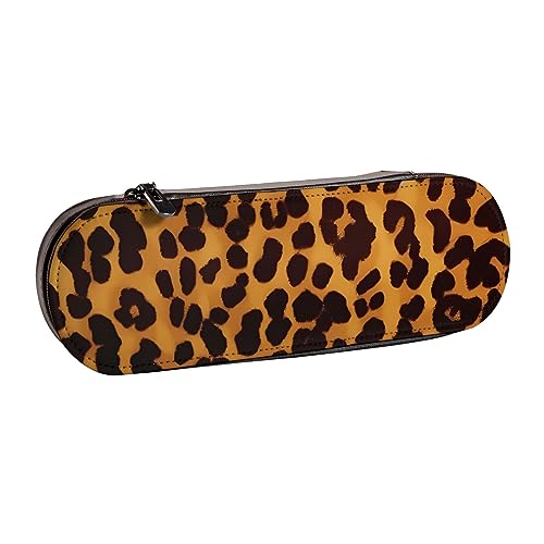 BONDIJ Niedliche Hahn Hühner gedruckt Leder Bleistift Pouch, Große Kapazität Stift Taschen Niedlich Bleistift Fall Kosmetik Organizer Tasche mit Reißverschluss, Cooler Gepard Leopard, Einheitsgröße, von BONDIJ