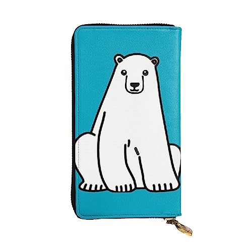 BONDIJ Polar Bear Damen Geldbörsen PU Leder Lange Reißverschluss Kartenetui Mehrere Kartenfächer Clutch, Schwarz , Einheitsgröße von BONDIJ