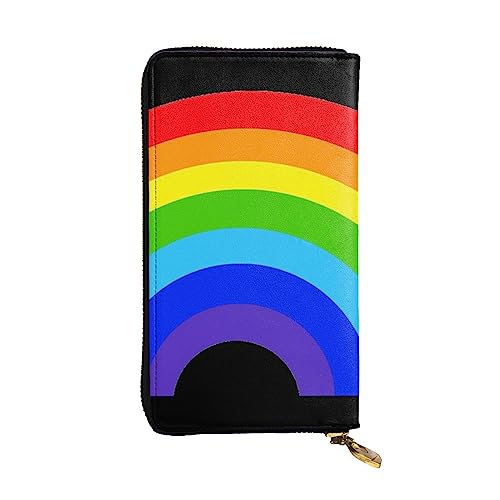 BONDIJ Regenbogen Damen Geldbörsen PU Leder Lange Reißverschluss Kartenetui Mehrere Kartenfächer Clutch, Schwarz , Einheitsgröße von BONDIJ