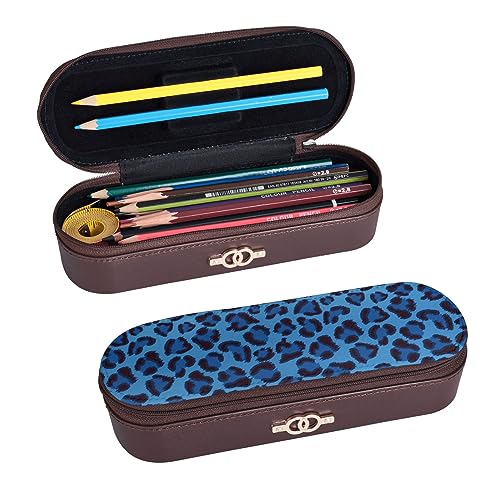 BONDIJ Rosa Glitzer gedruckt Leder Bleistift Pouch, große Kapazität Stift Taschen niedlich Bleistift Fall Kosmetik Organizer Tasche mit Reißverschluss, Leopard Skin Animal, Einheitsgröße von BONDIJ