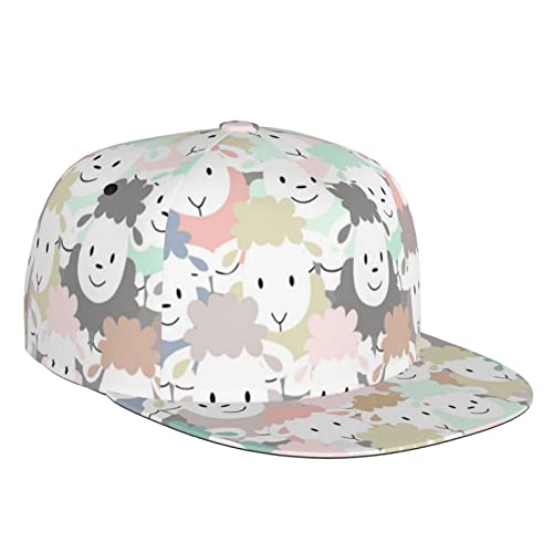 BONDIJ Schaf Cartoon Muster Snapback Hut Hip Hop Flache Baseballkappe Verstellbares Visier Cap für Unisex Erwachsene Schwarz Schwarz Einheitsgröße, Schwarz, EinheitsgröÃŸe von BONDIJ