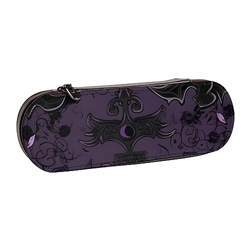 BONDIJ Shining Overlook Bedrucktes Leder Federmäppchen Große Kapazität Stifttaschen Niedlich Bleistift Fall Kosmetik Organizer Tasche mit Reißverschluss, Lila Schwarz Goth Gruselig, Einheitsgröße, von BONDIJ