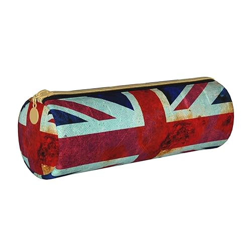 BONDIJ Sommer Hawaiian Gedruckt Frauen Leder Bleistift Beutel, Große Kapazität Bleistift Fall Stift Tasche Mit Reißverschluss Für Büro, Vintage Union Jack Britische Flagge, Einheitsgröße von BONDIJ