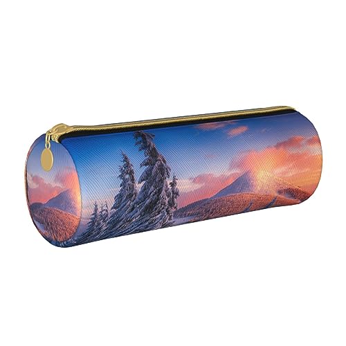 BONDIJ Sommer Hawaiian Gedruckt Frauen Leder Bleistift Beutel, Große Kapazität Bleistift Fall Stift Tasche Mit Reißverschluss Für Büro, Winter Wonderlands, Einheitsgröße von BONDIJ