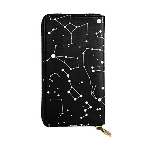 BONDIJ Starry Constellation Damen Geldbörsen PU Leder Lange Reißverschluss Kartenetui Mehrere Kartenfächer Clutch, Schwarz , Einheitsgröße von BONDIJ