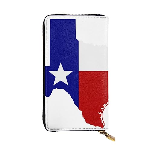 BONDIJ Texas State Flag Frauen Brieftaschen PU Leder Lange Reißverschluss Kartenetui Mehrere Kartenfächer Clutch, Schwarz, Einheitsgröße, Schwarz , Einheitsgröße von BONDIJ