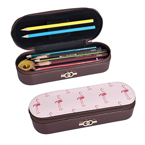 BONDIJ Unterwasser Koralle gedruckt Leder Bleistift Pouch, große Kapazität Stift Taschen niedlichen Bleistift Fall Kosmetik Organizer Tasche mit Reißverschluss, Flamingo, Einheitsgröße von BONDIJ