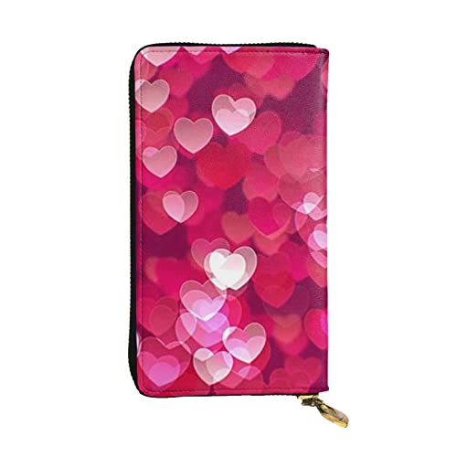 BONDIJ Valentinstag Liebe Herz Frauen Geldbörsen PU Leder Lange Reißverschluss Kartenetui Mehrere Kartenfächer Clutch, Schwarz , Einheitsgröße von BONDIJ