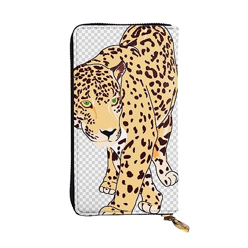 BONDIJ Wild Cheetah Frauen Brieftaschen PU Leder Lange Reißverschluss Kartenetui Mehrere Kartenfächer Clutch, Schwarz, Einheitsgröße, Schwarz , Einheitsgröße von BONDIJ