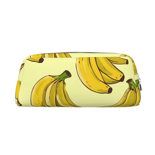 Banana Print1 Bedrucktes Leder-Federmäppchen, tragbar, Reise-Make-up-Tasche, große Kapazität, Kulturbeutel, Reißverschluss, Aufbewahrungstasche für Frauen und Mädchen, silber, Einheitsgröße, von BONDIJ