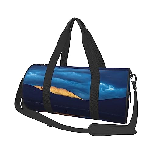 Berge Runde Turnbeutel Große Kapazität Reise Duffle Bag, langlebige Runde Reise Sport Taschen, Schwarz, Einheitsgröße, Schwarz , Einheitsgröße von BONDIJ