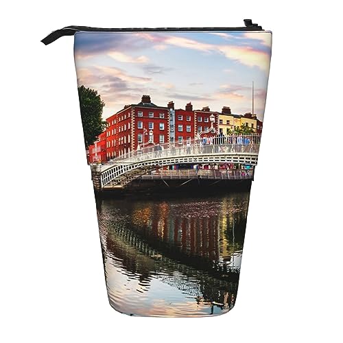 Bridge Sunset River Landscape Stand Pencil Holder Telescopic Pencil Case 2-in-1 Cute Pencil Pouch Pop-Up Pencil Holder Stationery Organizer Makeup Bag for Students and Office Supplies, Schwarz , von BONDIJ