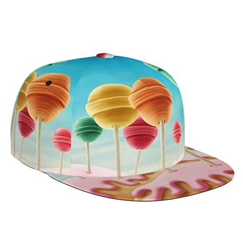 Bunte Lollipop Snapback Hut Hip Hop flache Baseballkappe verstellbares Visierkappe für Unisex Erwachsene, Schwarz, Einheitsgröße, Schwarz, EinheitsgröÃŸe von BONDIJ