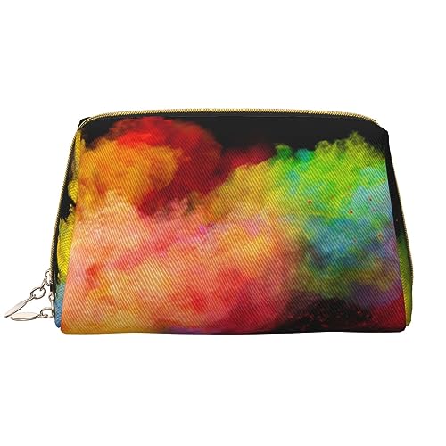 Bunte Schmetterling-Stickerei Leder Waschbare Make-up-Tasche für Frauen, Reise-Kosmetiktaschen, tragbare Reißverschluss-Federmappe, Organizer-Tasche, Bunte Farbspritzer, Einheitsgröße von BONDIJ