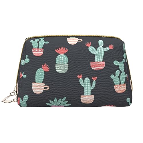 Buntstifte, Leder, waschbare Make-up-Tasche für Frauen, Reise-Kosmetiktaschen, tragbare Reißverschluss-Federmappe, Organizer-Tasche, cactus, Einheitsgröße von BONDIJ