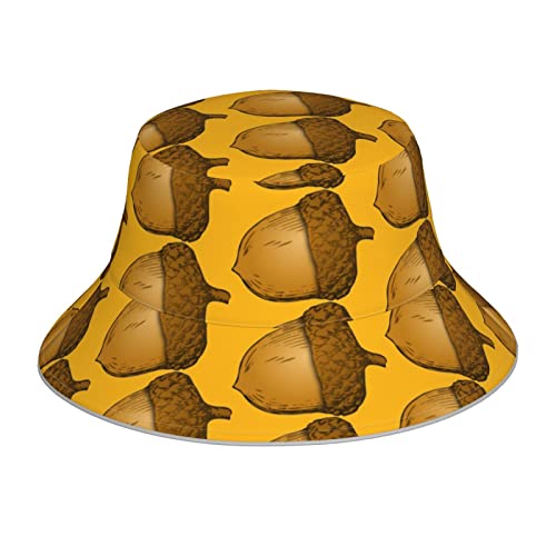 Cartoon Eichel Unisex Bucket Hat mit Reflektierendem Rand Niedlich Doppelseitig Sonnenhut Packbare Fischermütze Schwarz, Schwarz, Einheitsgr��e von BONDIJ