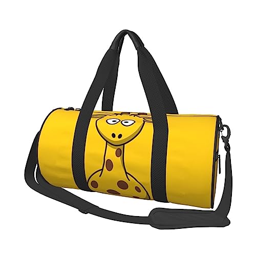 Cartoon Giraffe Runde Turnbeutel Große Kapazität Reise Duffle Bag, langlebige Runde Reise Sport Taschen, Schwarz, Einheitsgröße, Schwarz , Einheitsgröße von BONDIJ