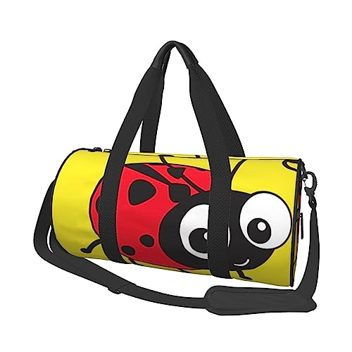 Cartoon Marienkäfer Runde Turnbeutel Große Kapazität Reise Duffle Bag, langlebige Runde Reise Sport Taschen, Schwarz, Einheitsgröße, Schwarz , Einheitsgröße von BONDIJ