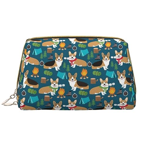 Corgi Leathers Waschbare Make-up-Tasche für Frauen, Reise-Kosmetiktaschen, tragbare Reißverschluss-Federmappe, Organizer-Tasche, Corgi, Einheitsgröße von BONDIJ