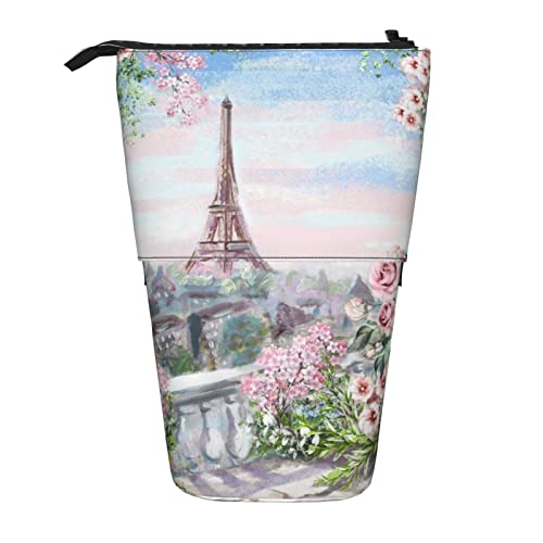 Eiffelturm Paris View Stand Bleistifthalter Teleskopisches Federmäppchen 2-in-1 Niedliches Federmäppchen Pop-Up Bleistifthalter Schreibwaren Organizer Make-up-Tasche für Studenten und Bürobedarf, von BONDIJ