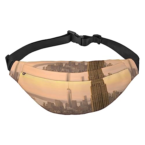 Empire State Building Bauchtaschen für Damen und Herren, leichte, verstellbare Hüfttasche für Reisen, Wandern, Radfahren, Schwarz , Einheitsgröße von BONDIJ