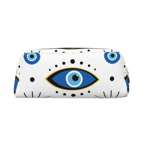 Evil Eyes Bedrucktes Leder Federmäppchen Tragbare Reise Make-up Tasche Große Kapazität Kulturbeutel Reißverschluss Aufbewahrungstasche für Frauen Mädchen, gold, Einheitsgröße, Taschen-Organizer von BONDIJ