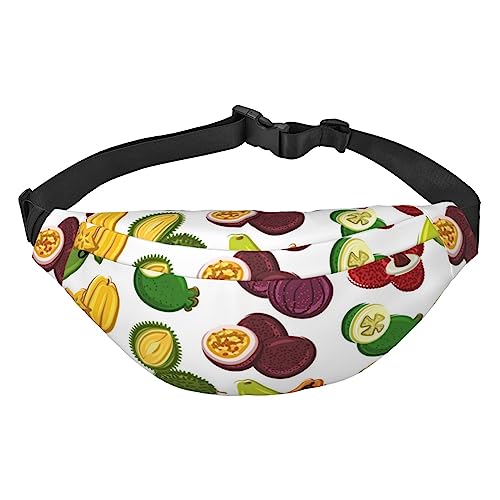 Exotic Fruits Bauchtaschen für Damen und Herren, leichte, verstellbare Hüfttasche für Reisen, Wandern, Radfahren, Schwarz , Einheitsgröße von BONDIJ