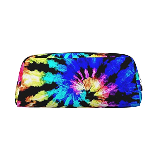 Exotic Tribe Tie Dye Stil Bedrucktes Leder Federmäppchen Tragbare Reise Make-up Tasche Große Kapazität Kulturbeutel Reißverschluss Aufbewahrungstasche für Frauen Mädchen, silber, Einheitsgröße, von BONDIJ