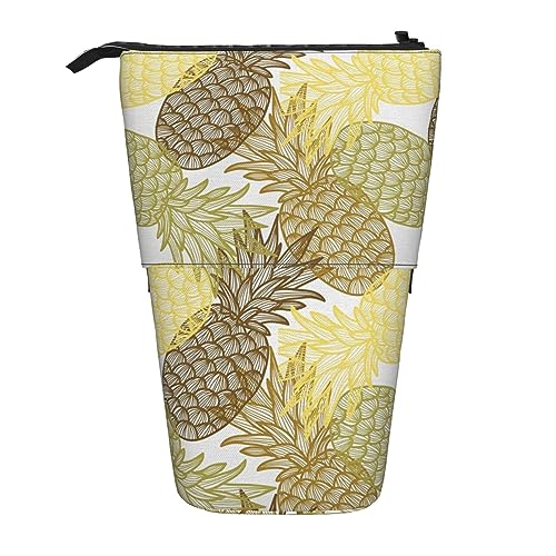 Exotische tropische Ananas-Ständer, Stifthalter, Teleskop-Federmäppchen, 2-in-1, niedliches Federmäppchen, Pop-Up-Bleistifthalter, Schreibwaren-Organizer, Make-up-Tasche für Studenten und Bürobedarf, von BONDIJ