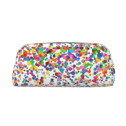 Falling Confetti Printed Leather Pencil Case Portable Travel Makeup Bag Large Capacity Toiletry Bag Zipper Storage Bag for Women Girls, silber, Einheitsgröße, Taschen-Organizer von BONDIJ