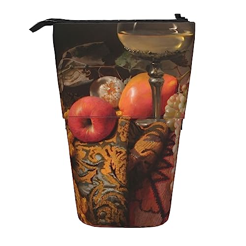 Federmäppchen, Nette Stehende Bleistifttasche, Einziehbare Bleistifthalter Fall, Stillleben Obst Äpfel Schreibwaren Organizer Tasche, Schwarz , Einheitsgröße, Ewfffd von BONDIJ