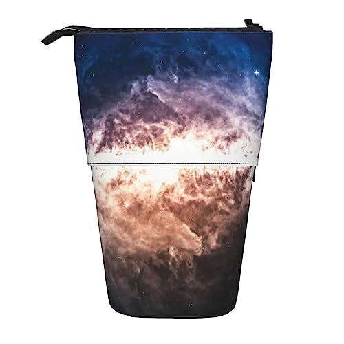 Federmäppchen, niedliches Stehendes Federmäppchen, einziehbarer Stifthalter, Lama-Warnschild, Schreibwaren-Tasche, Galaxy, Einheitsgröße, Münzbeutel von BONDIJ