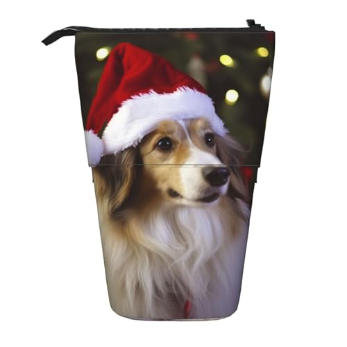 Federmäppchen, niedliches Stehendes Federmäppchen, einziehbarer Stifthalter, farbige Malerei-Schreibwaren-Tasche, Weihnachtshund, Einheitsgröße, Münzbeutel von BONDIJ