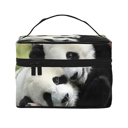 Foggy Lake Reise-Make-up-Tasche für Frauen, wasserabweisende Kosmetiktasche, faltbare Kulturtasche, Lehrergeschenke, Natur Tiere Panda, Einheitsgröße von BONDIJ