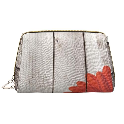 Forest Sika Hirsch Leder Waschbare Make-up-Tasche für Frauen, Reise-Kosmetiktaschen, tragbares Federmäppchen mit Reißverschluss, Blume Rote Dahlie, Einheitsgröße von BONDIJ